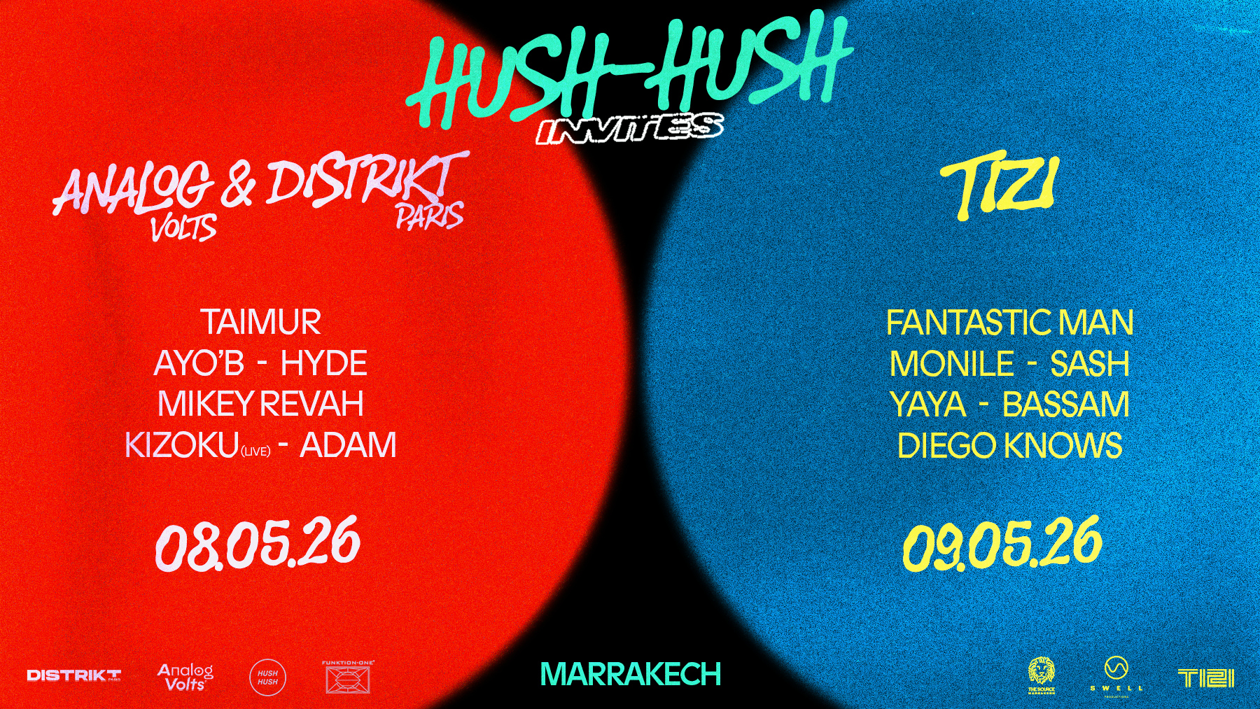 HUSH HUSH WEEKENDER INVITES TIZI & DISTRIKT PARIS & ANALOG VOLTS